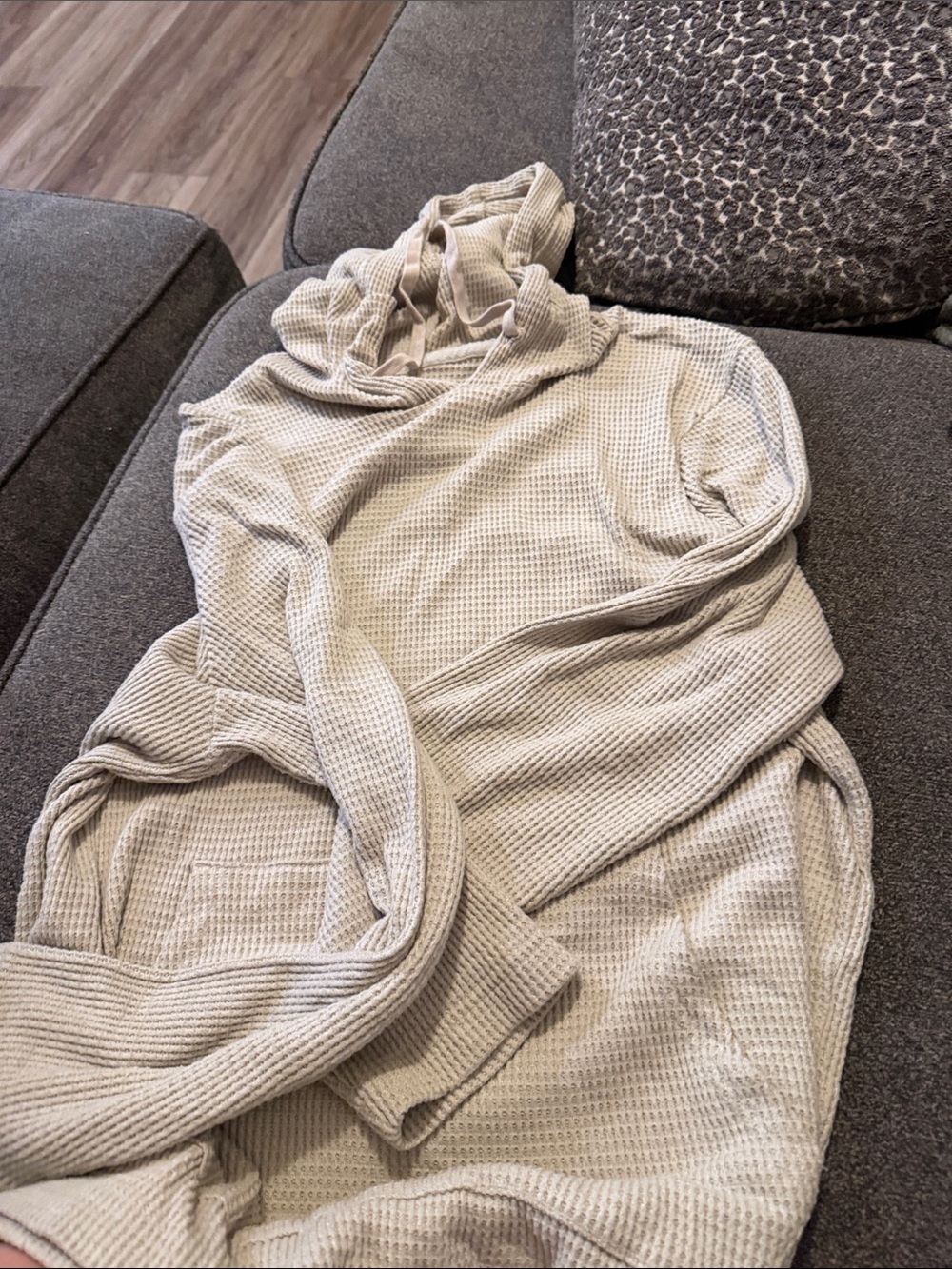 RAINFOREST Cream Waffle Knit Hoodie